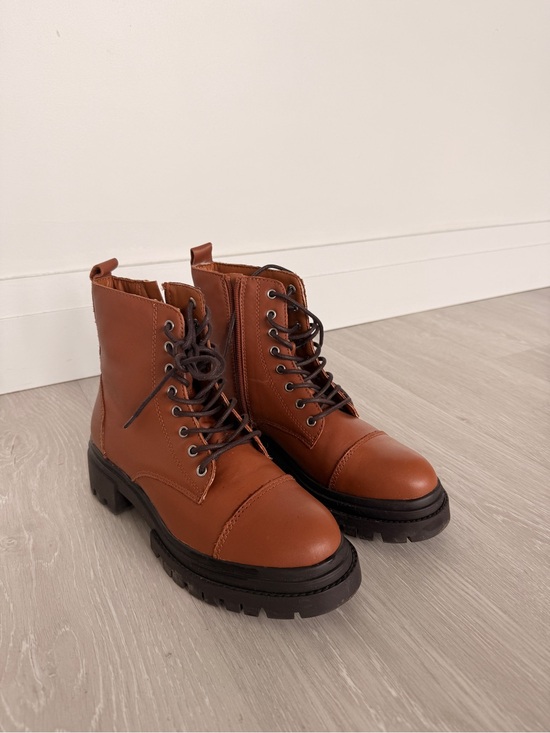 Aldo Shoes - Aldo Tan Lace-up Combat Boots with Dark Brown Lug Soles